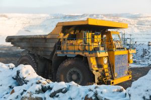 Large mining truck in snow